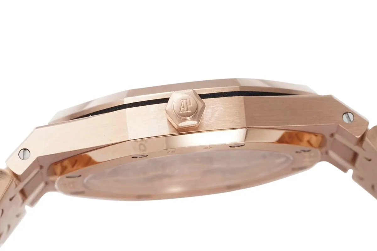 Royal Oak 15202 39mm esfera azul en oro rosa - Imagen 9