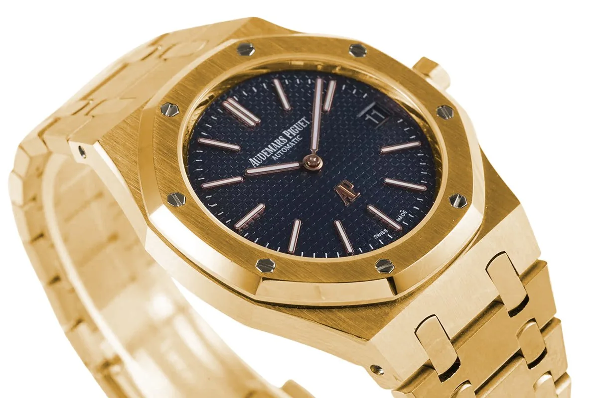 Royal Oak 15202 39mm esfera azul en oro amarillo - Imagen 3