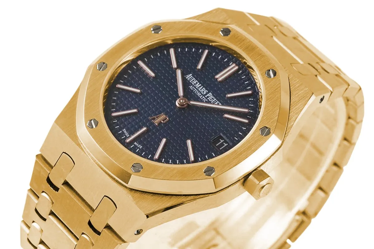 Royal Oak 15202 39mm esfera azul en oro amarillo - Imagen 4