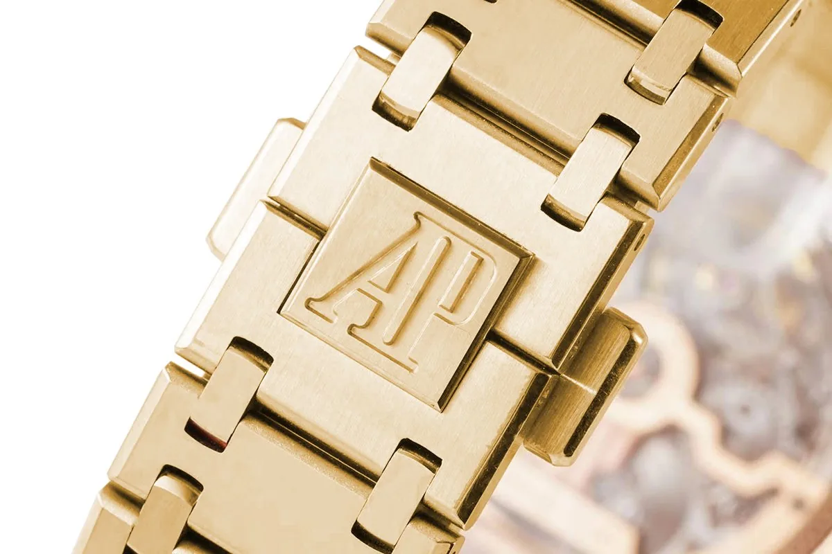 Royal Oak 15202 39mm esfera azul en oro amarillo - Imagen 5