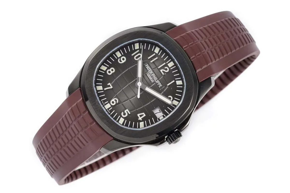Aquanaut 5167A ‘Black Venom Limited Edition’ cadran noir sur bracelet en caoutchouc marron – Image 2