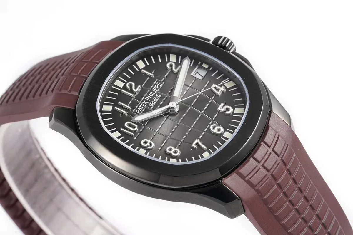 Aquanaut 5167A ‘Black Venom Limited Edition’ cadran noir sur bracelet en caoutchouc marron – Image 4