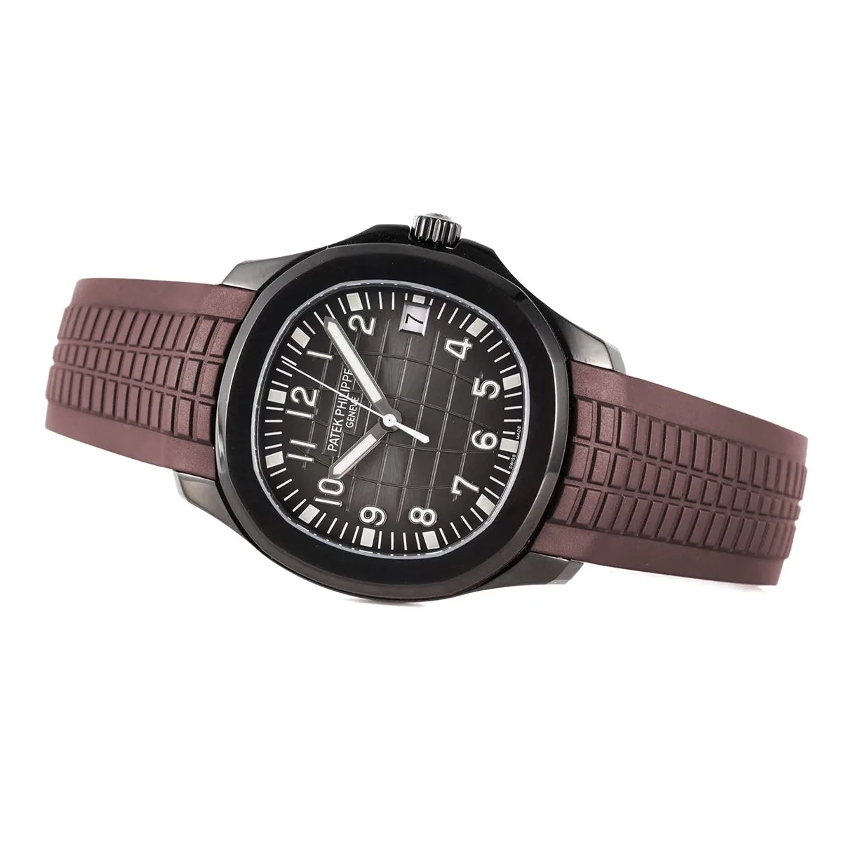 Aquanaut 5167A ‘Black Venom Limited Edition’ cadran noir sur bracelet en caoutchouc marron – Image 3