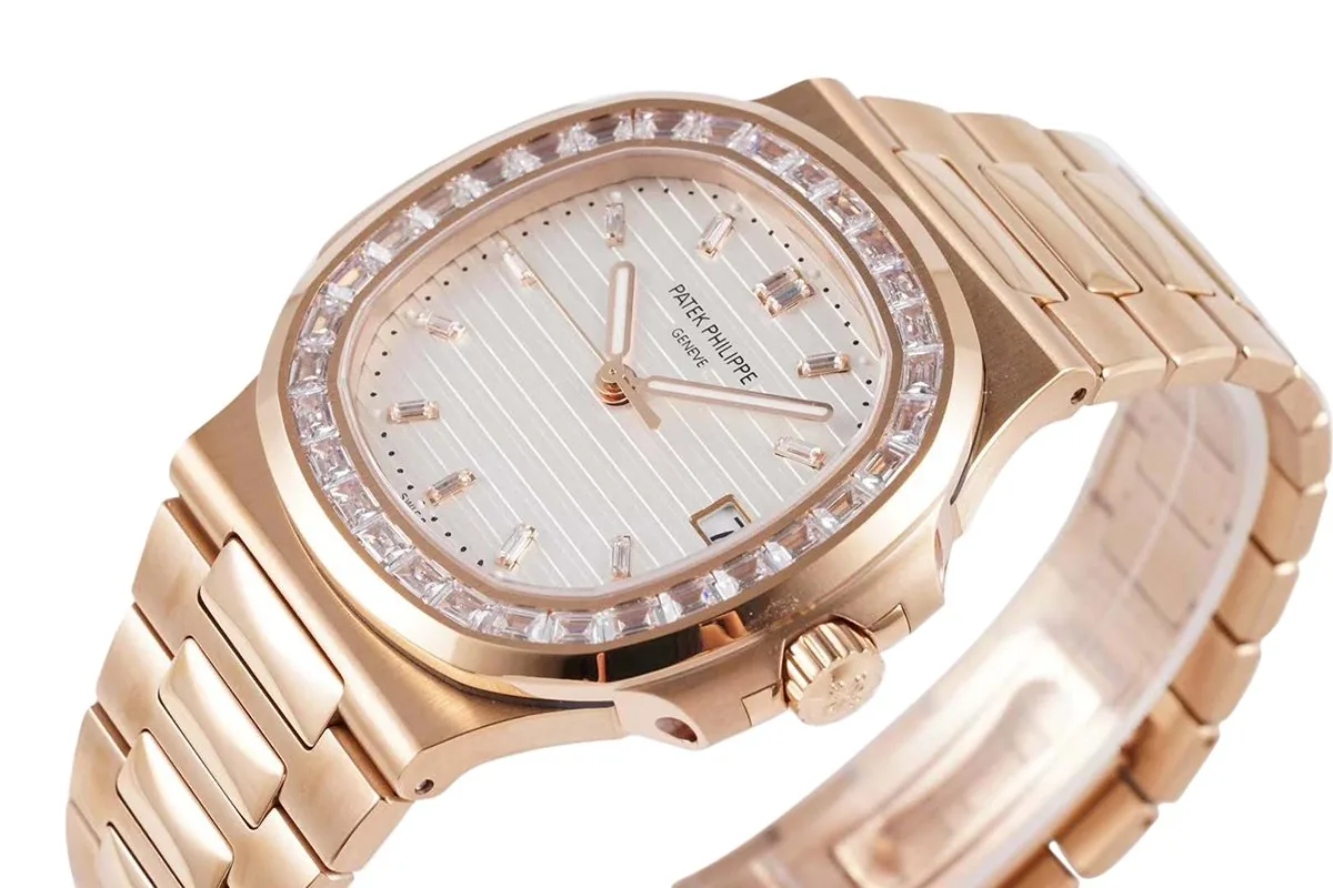 Nautilus Jumbo 5711/1R esfera blanca con bisel de diamantes - Imagen 5