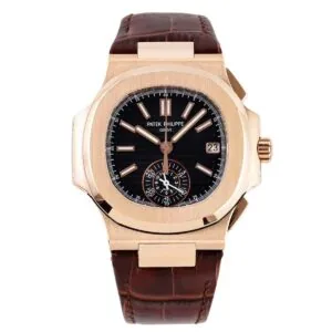 Nautilus Chronograph 5980/1R in Rose Gold on Brown Leather Strap