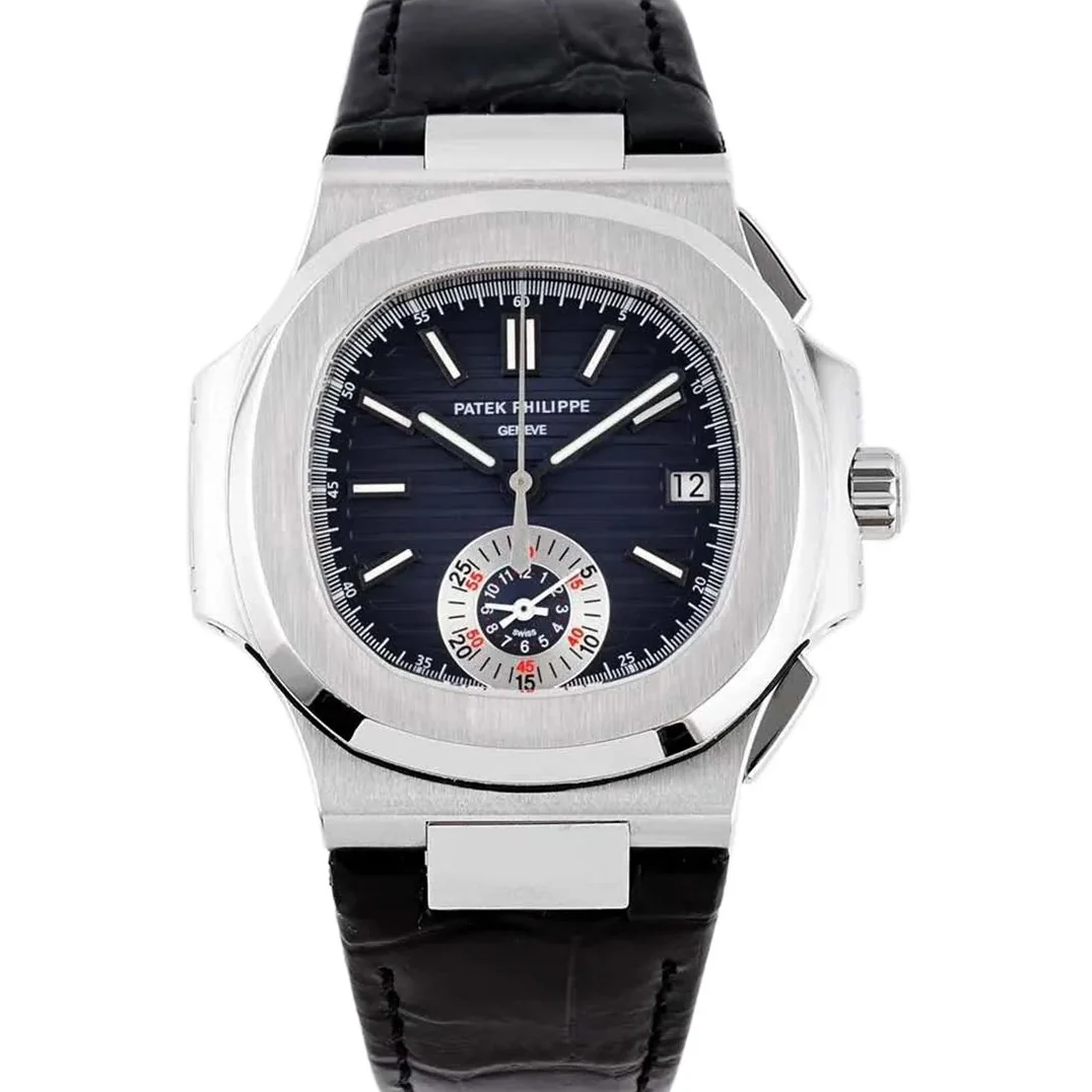 Nautilus 5980/1A-001 Blue Dial in Steel on Leather Strap