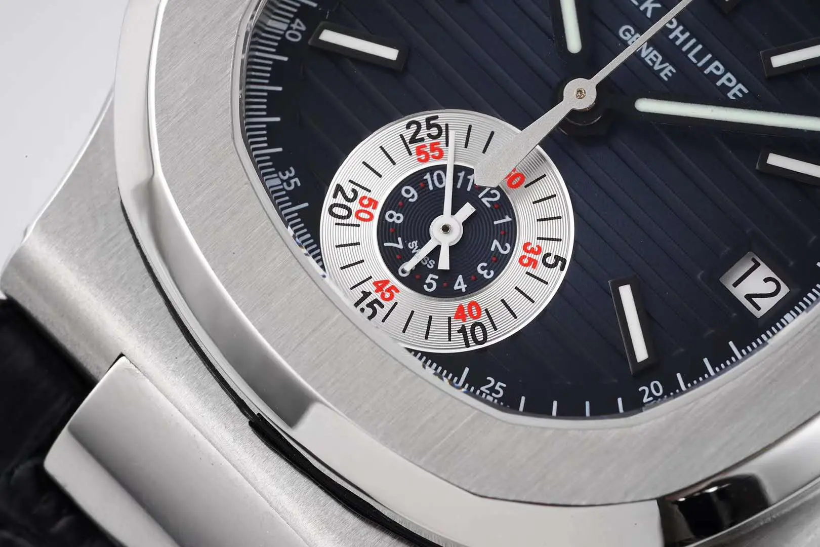 Nautilus 5980/1A-001 blaues Zifferblatt in Stahl am Lederarmband – Bild 4