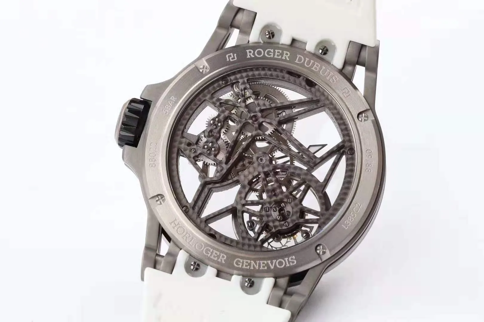 Excalibur Spider Skeleton Flying Tourbillon mit weißem Kautschukarmband – Bild 3