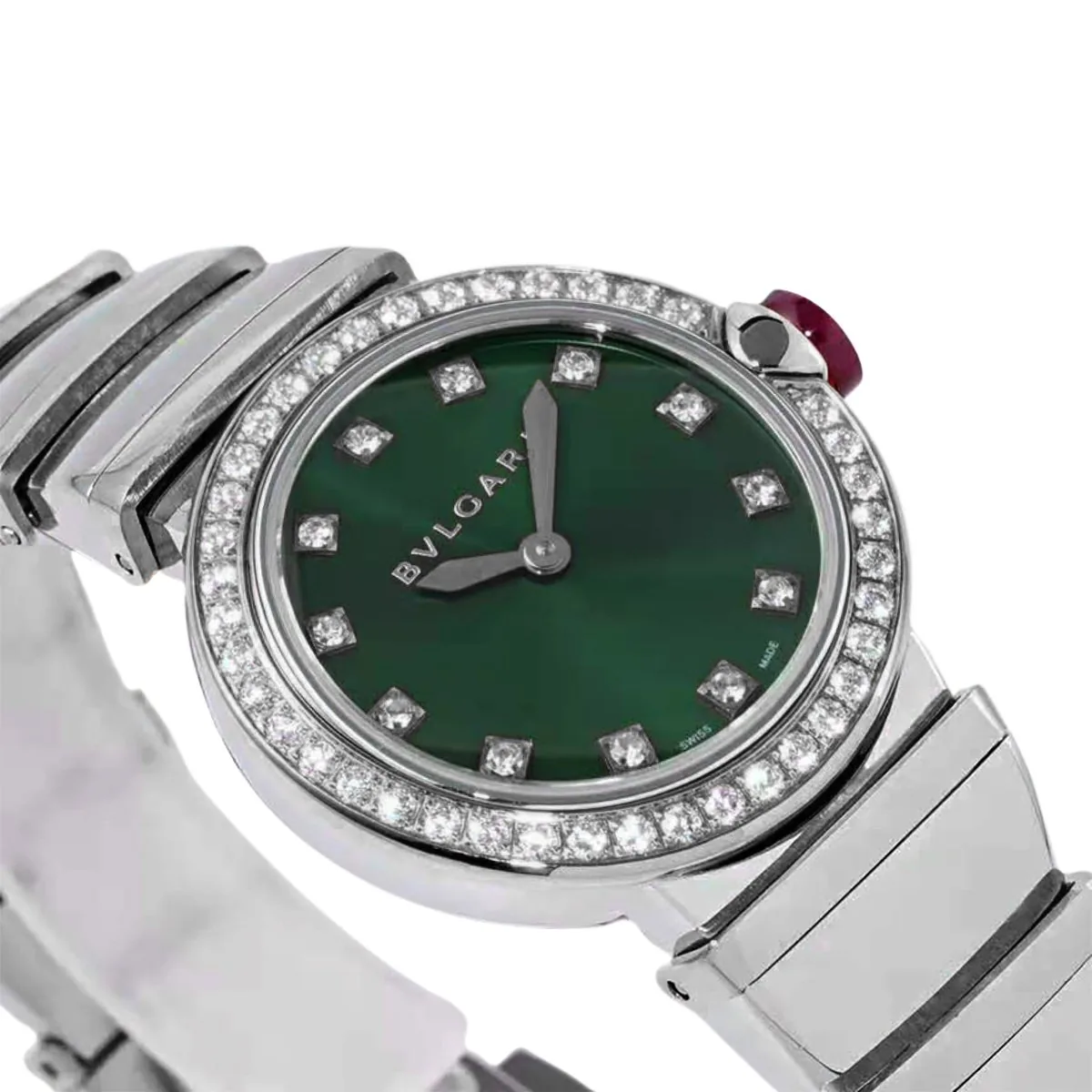 Lvcea cadran vert émeraude en acier lunette diamants – Image 2