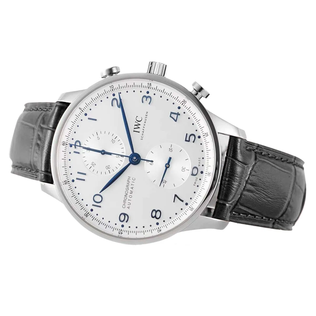 Portugieser Chronograph IW371605 weißes Zifferblatt in Stahl – Bild 6