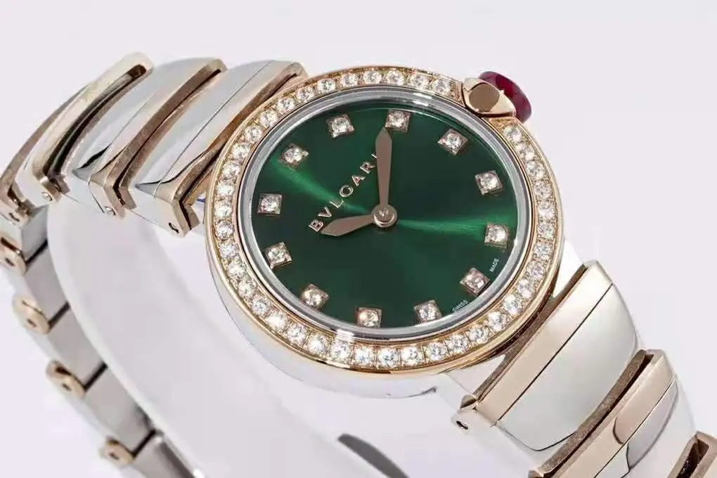 Lvcea quadrante verde smeraldo in oro rosa/acciaio con lunetta con diamanti - immagine 4