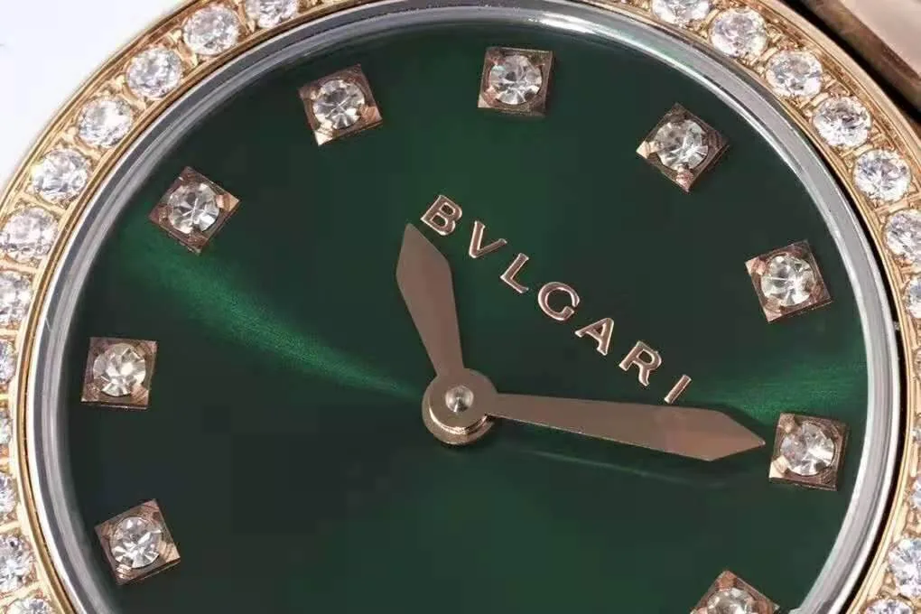 Lvcea quadrante verde smeraldo in oro rosa/acciaio con lunetta con diamanti - immagine 3