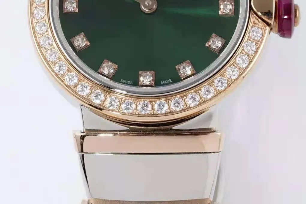 Lvcea quadrante verde smeraldo in oro rosa/acciaio con lunetta con diamanti - immagine 5