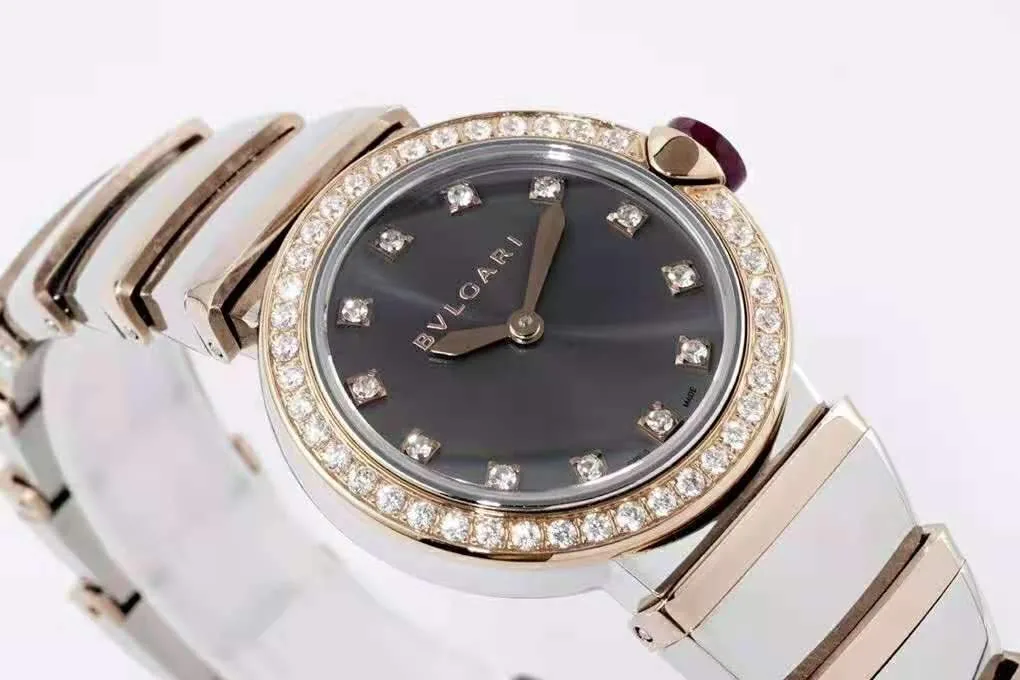 Lvcea esfera gris en oro rosa/acero con bisel de diamantes - Imagen 5