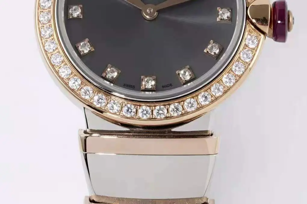 Lvcea esfera gris en oro rosa/acero con bisel de diamantes - Imagen 3
