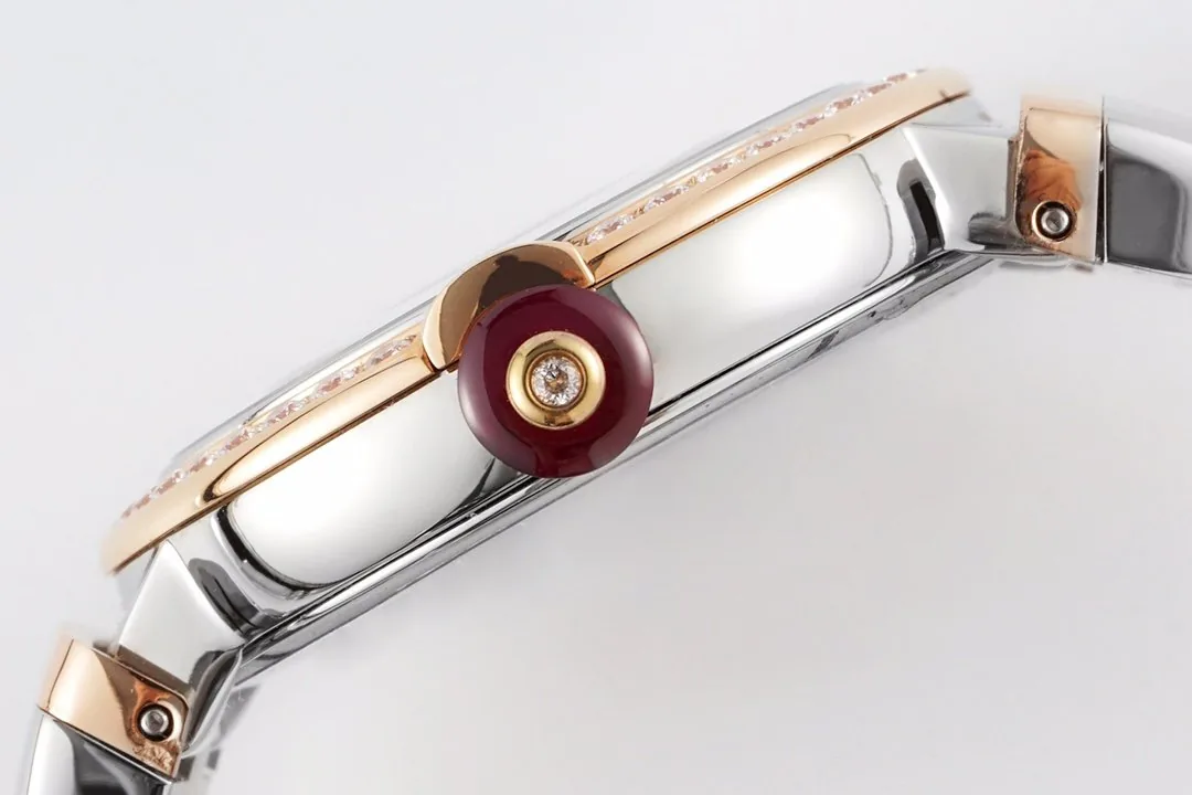 Lvcea quadrante nero in oro rosa/acciaio con lunetta con diamanti - immagine 8