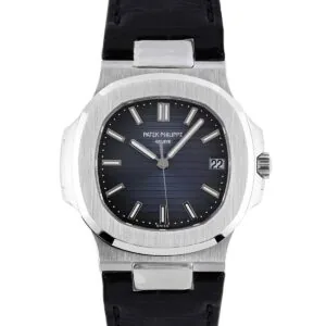 Nautilus Jumbo 5711 Blue Dial in Steel with Black Leather Strap