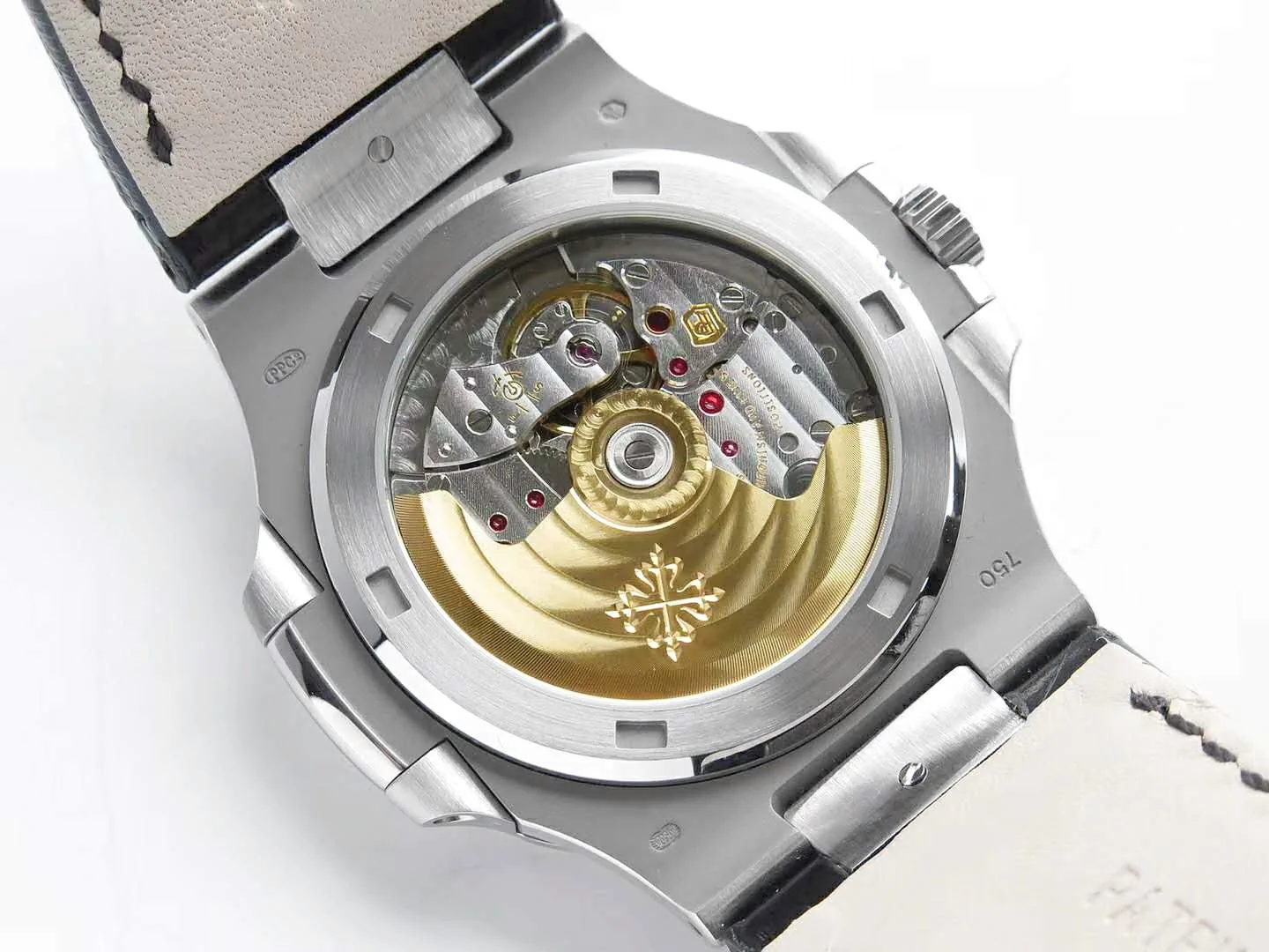 Nautilus Jumbo 5711 Grey Dial in Steel with Black Leather Strap - Image 5