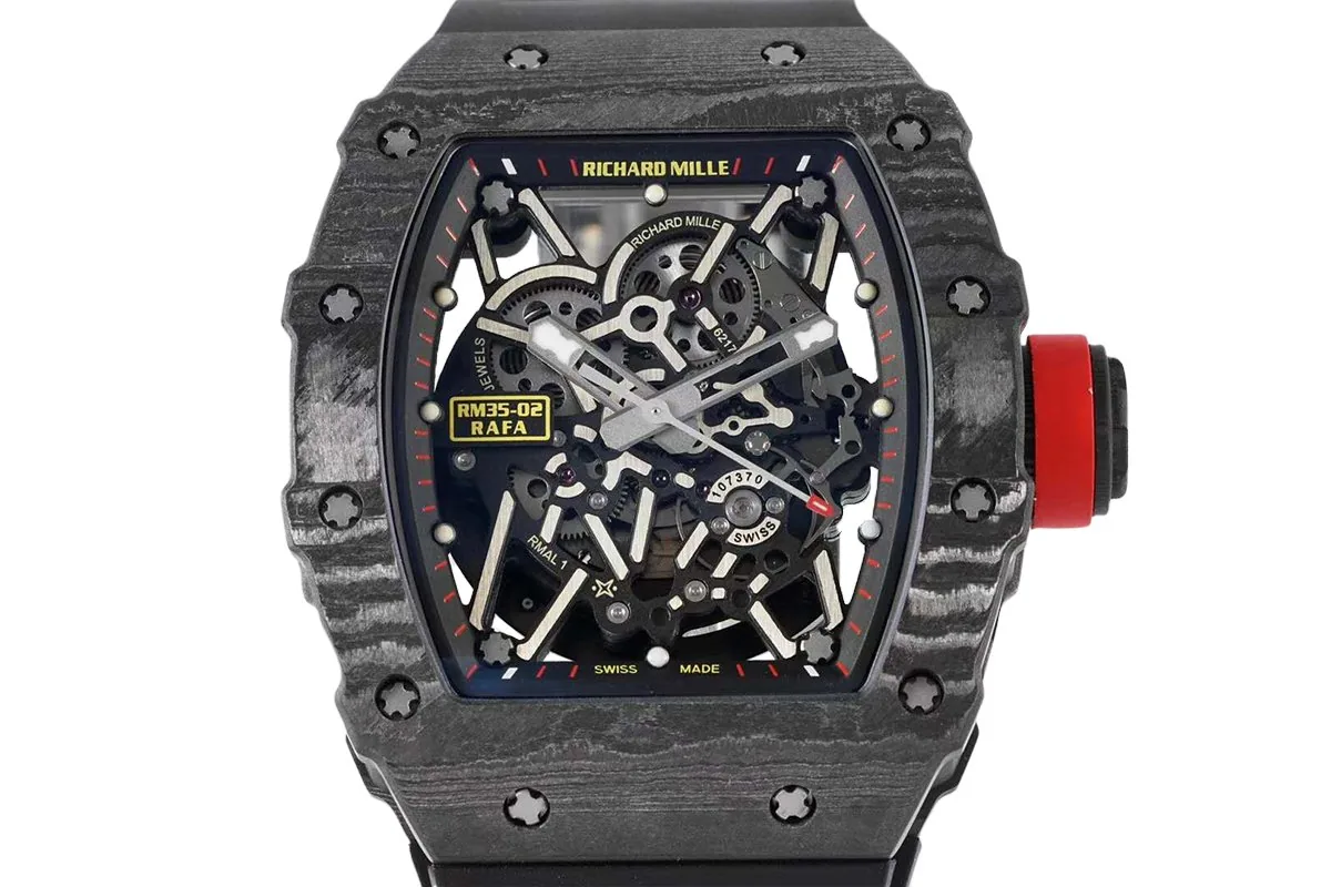 RM 035-02 Rafael Nadal NTPT Carbon on Black Rubber Strap - Image 3
