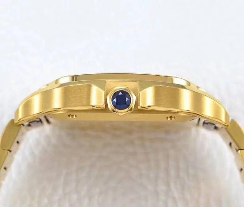 Santos de Cartier quadrante bianco con lunetta con diamanti in oro giallo - immagine 5