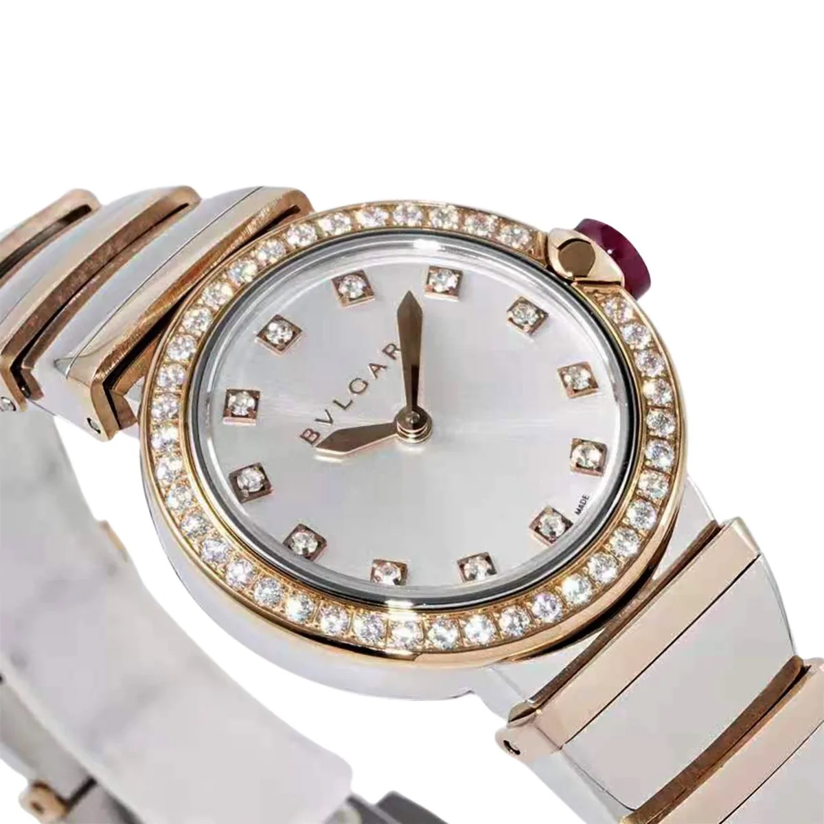 Lvcea quadrante argento in oro rosa/acciaio con lunetta con diamanti - immagine 2