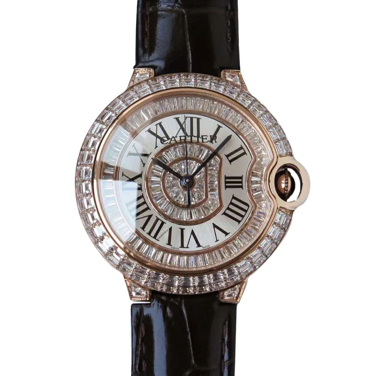 Ballon Bleu de Cartier 42mm esfera blanca con diamantes en oro rosa