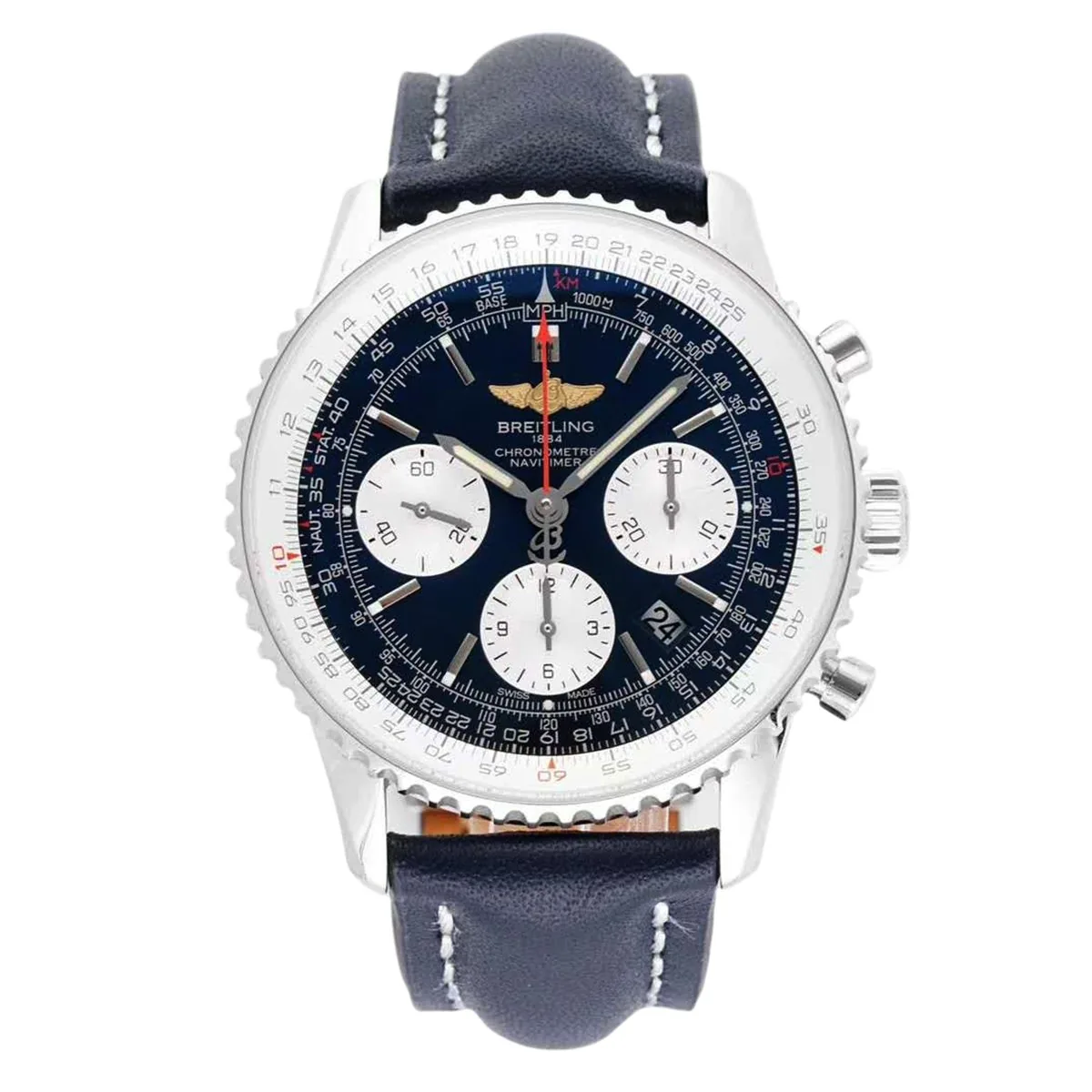Navitimer 01 Chronograph quadrante blu in acciaio