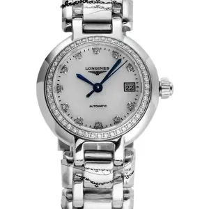 Primaluna MOP White Dial with Diamond Markers and Diamond Bezel