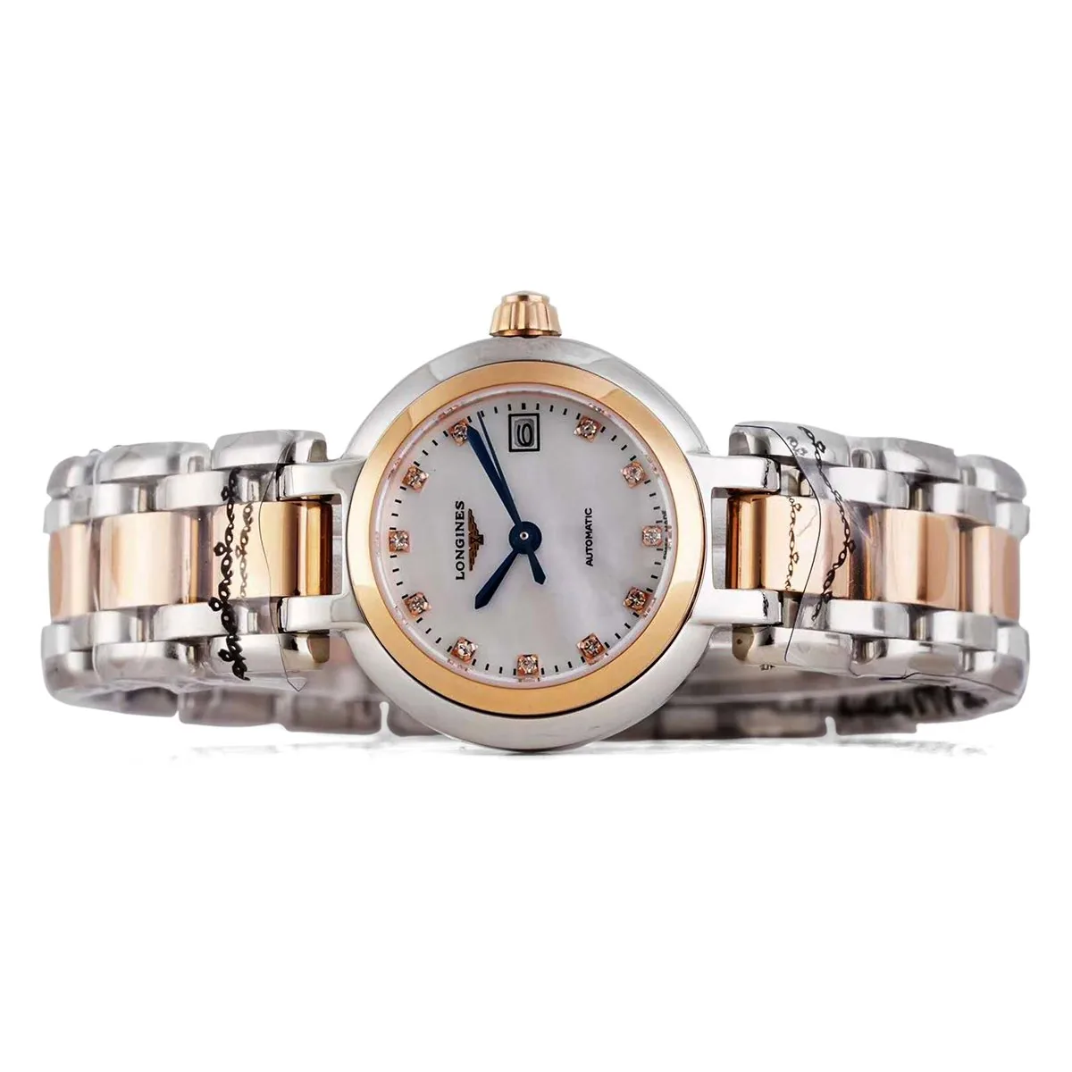 Primaluna cadran MOP blanc index diamants en or rose – Image 4