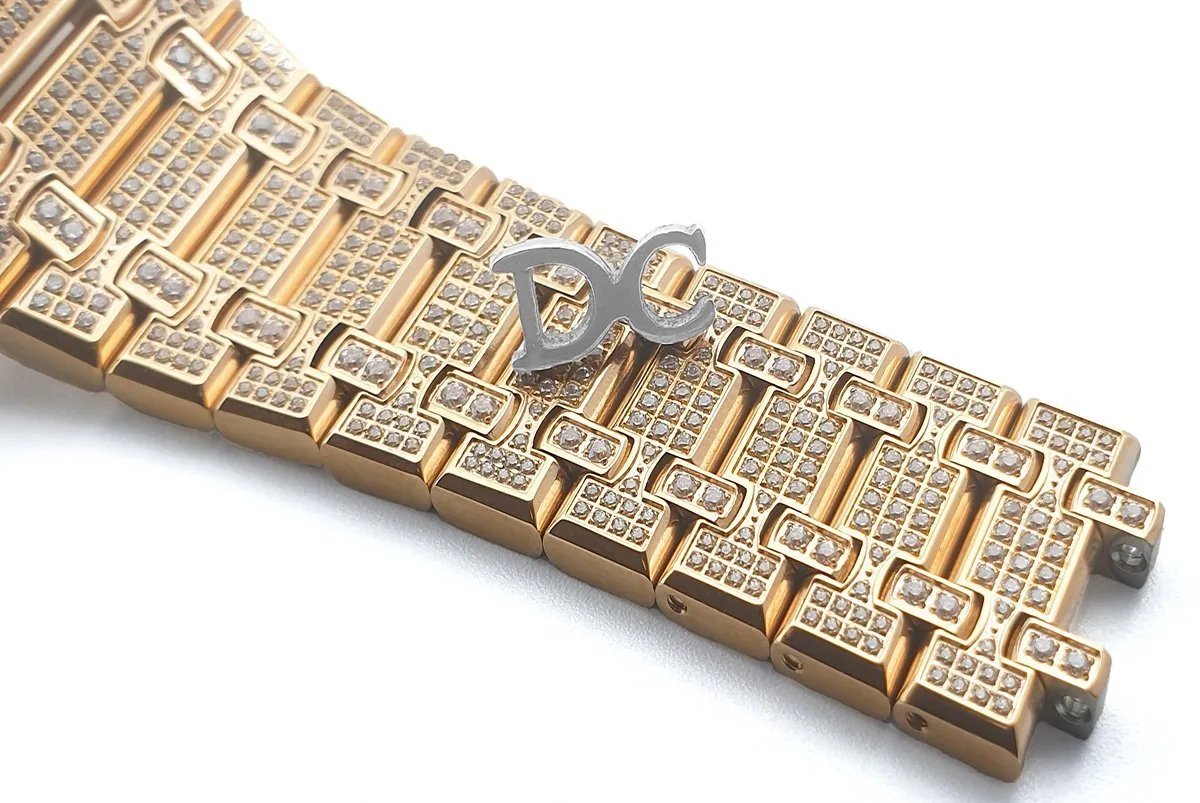 Royal Oak 41mm 15402OR entièrement pavée de diamants en or rose sur bracelet – Image 7