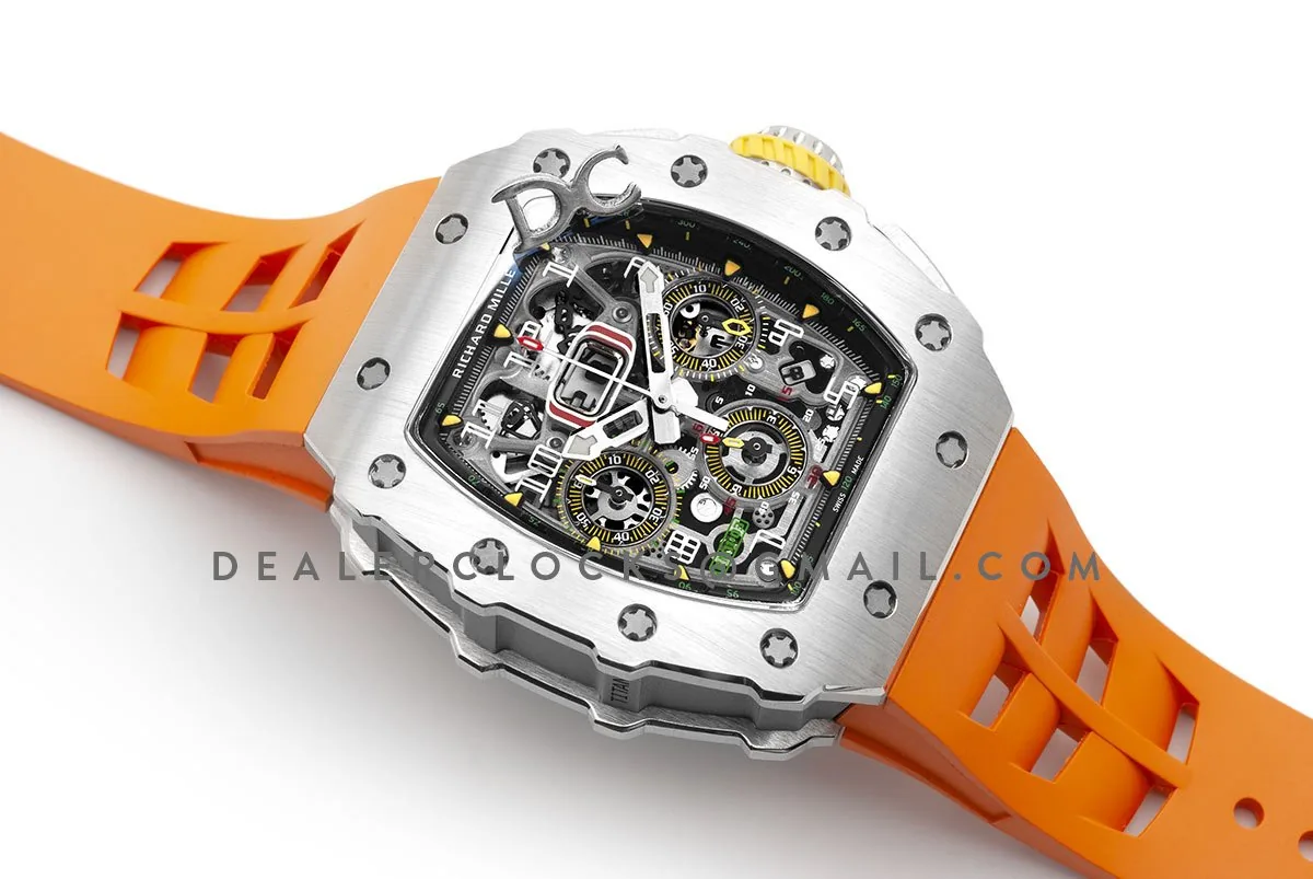 RM 011-03 Automatic Flyback Chronograph in Titanium on Orange Rubber - Image 2