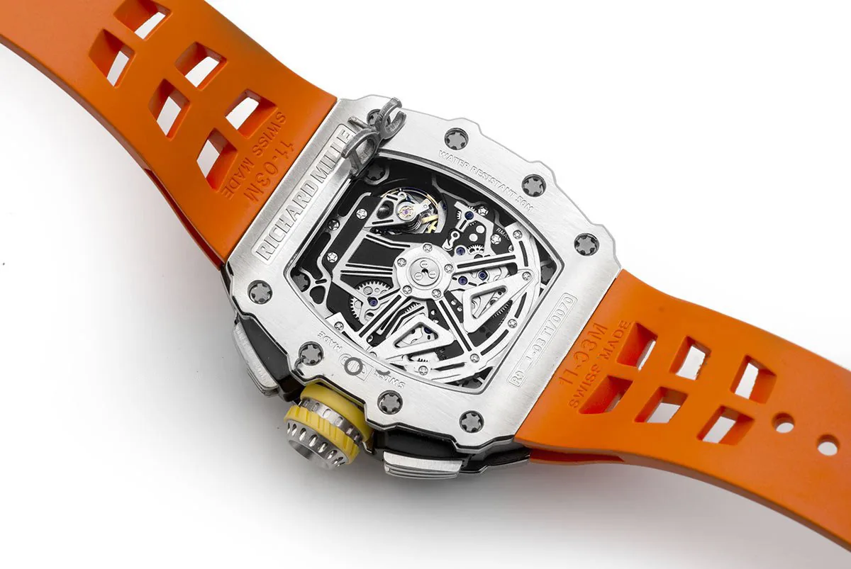 RM 011-03 Automatic Flyback Chronograph in Titanium on Orange Rubber - Image 4
