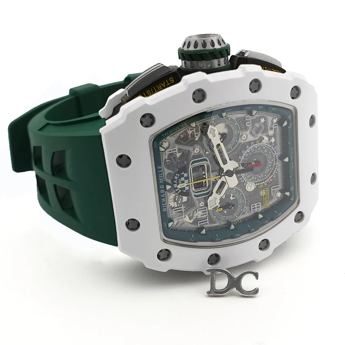 RM 011-02 Le Mans Classic chronographe vert sur bracelet en caoutchouc vert – Image 3