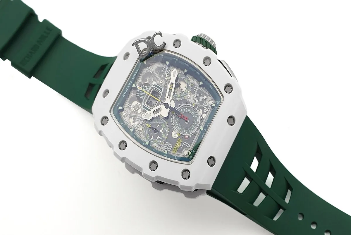 RM 011-02 Le Mans Classic chronographe vert sur bracelet en caoutchouc vert – Image 2