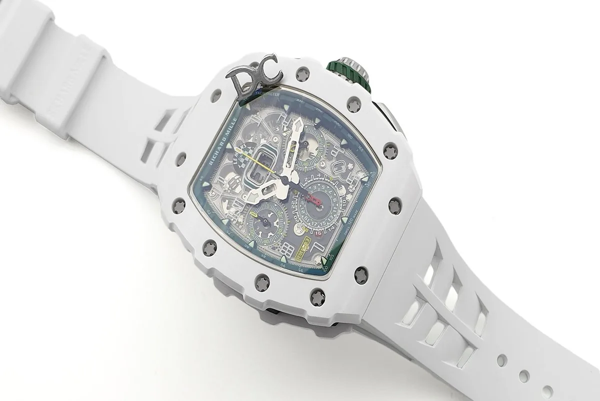 RM 011 Saint Tropez Polo Club ceramica ATZ bianca e titanio su cinturino in gomma bianco - immagine 2
