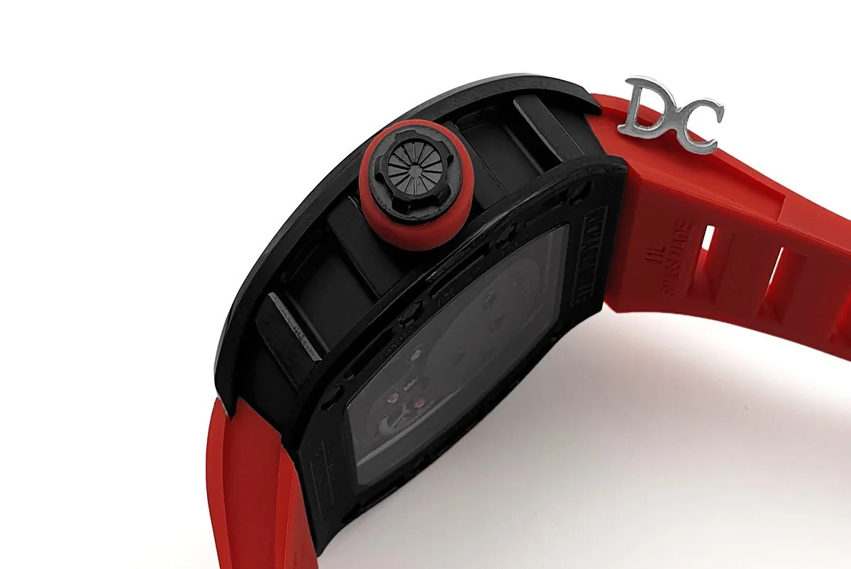 RM 052-01 Tourbillon Black Skull in PVD on Red Rubber Strap - Image 9