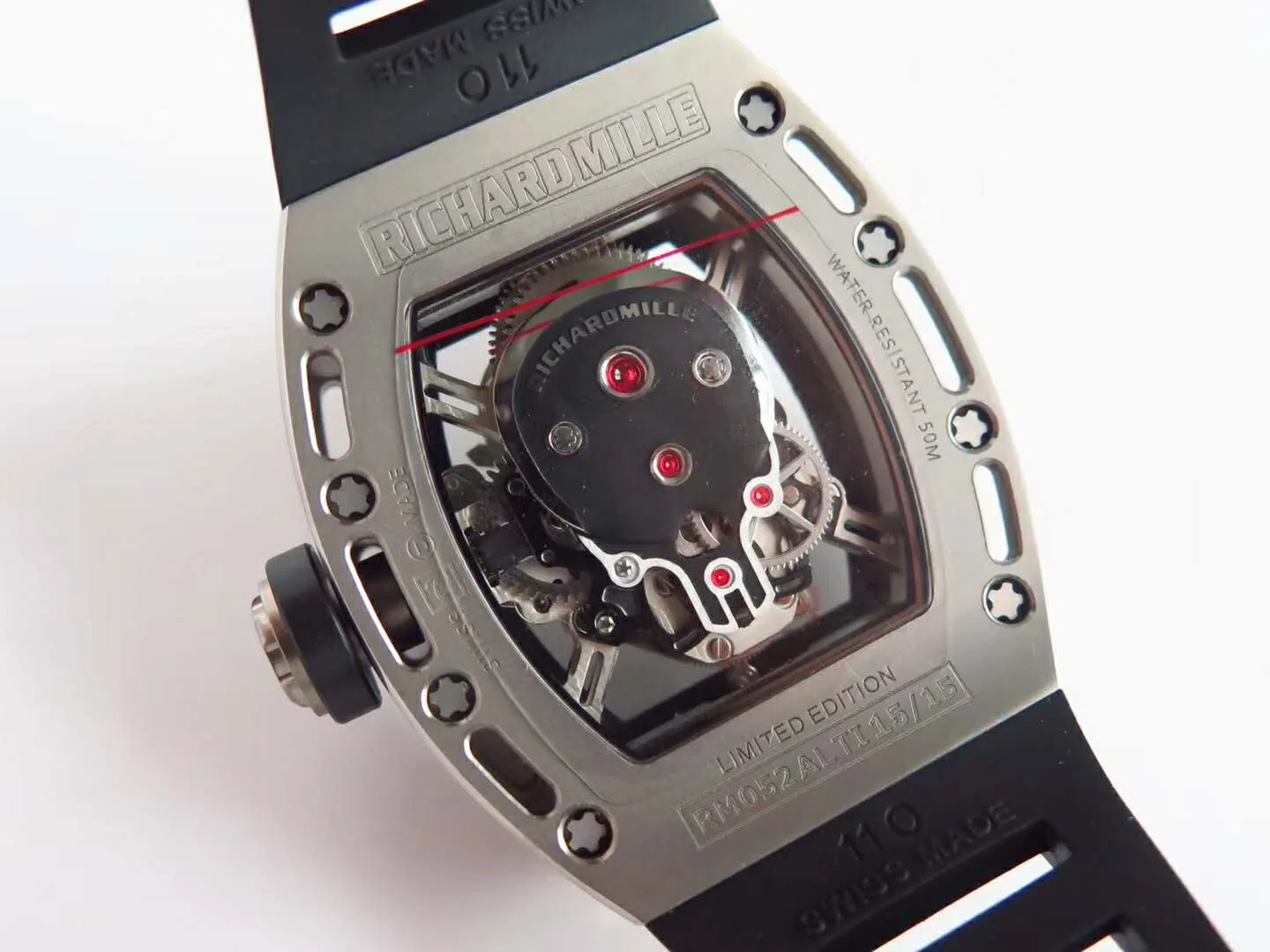 RM 052-01 Tourbillon Skull in titanio su cinturino in gomma nero - immagine 3