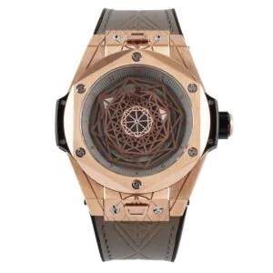 Big Bang Unico Sang Bleu in Rose Gold on Brown Leather Strap