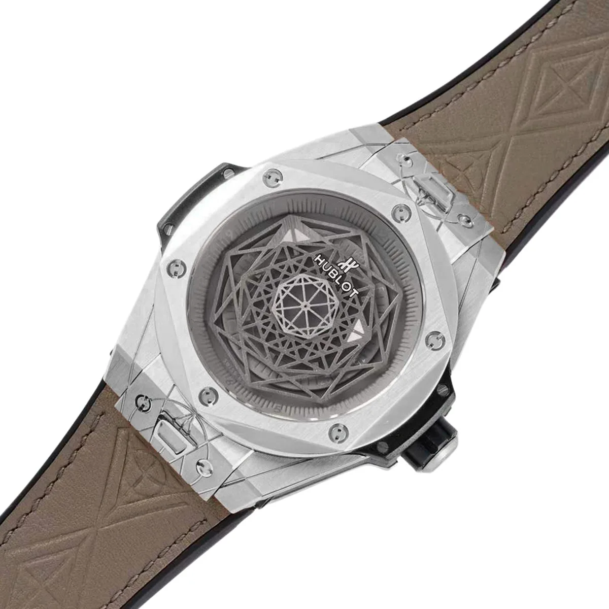 Big Bang Unico Sang Bleu in Stahl am braunen Lederarmband – Bild 2