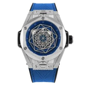 Big Bang Unico Sang Bleu in Stahl am blauen Lederarmband