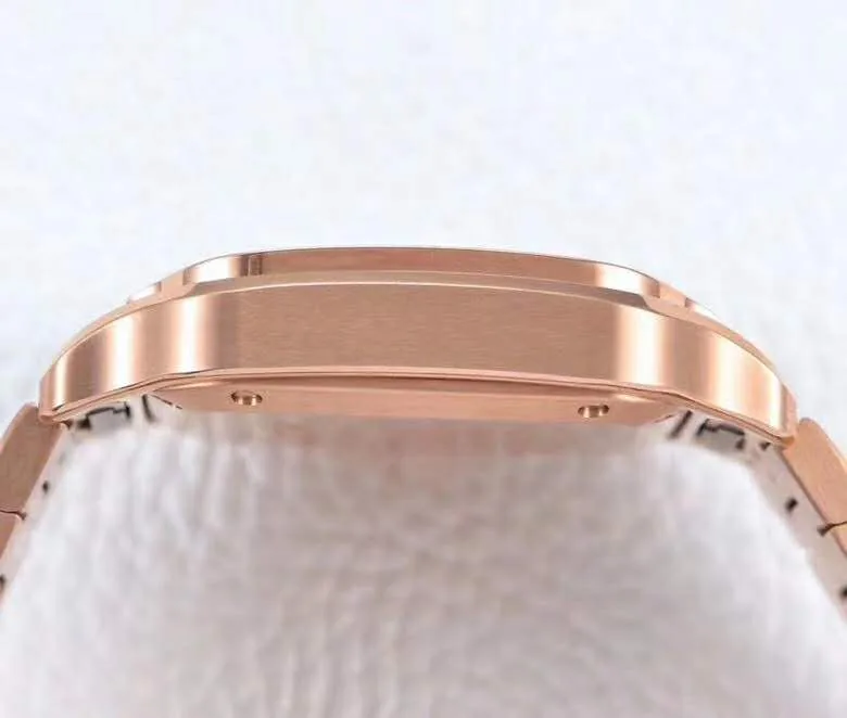 Santos de Cartier weißes Zifferblatt mit Diamantlünette in Roségold – Bild 8