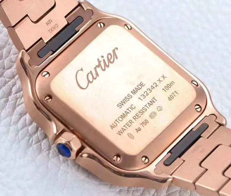 Santos de Cartier weißes Zifferblatt mit Diamantlünette in Roségold – Bild 5
