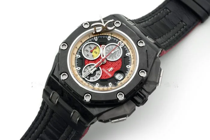 Royal Oak Offshore 26290IO 44mm Keramik JF schwarz/rotes Zifferblatt am schwarzen Lederarmband A3126 – Bild 3