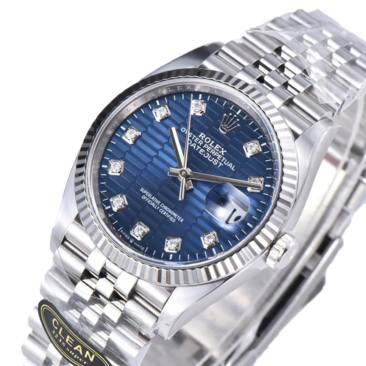 Datejust 36 126234 blaues Motiv-Zifferblatt mit Diamantindizes in Stahl am Jubilé-Armband – Bild 2