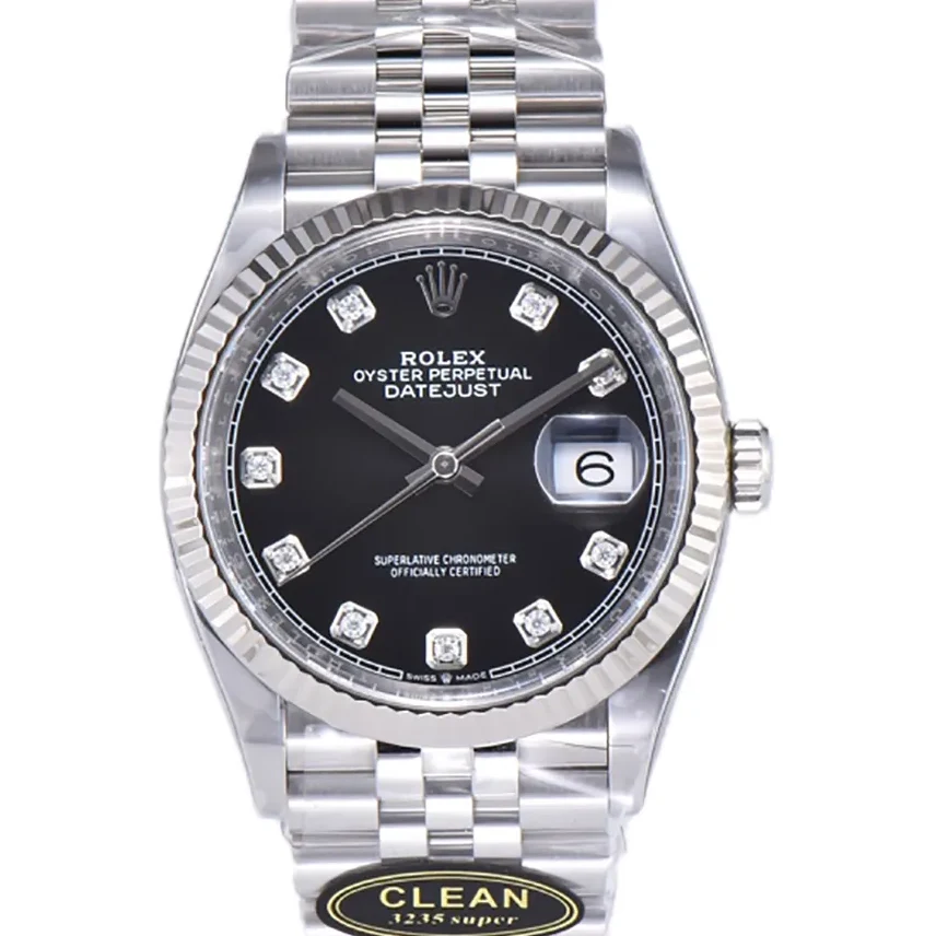 Datejust 36 126234 Bright Black Dial with Diamond Marker in Steel in Jubilee Bracelet