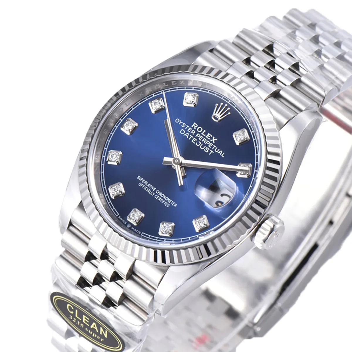 Datejust 36 126234 quadrante blu brillante con indici con diamanti in acciaio su bracciale Jubilee - immagine 2
