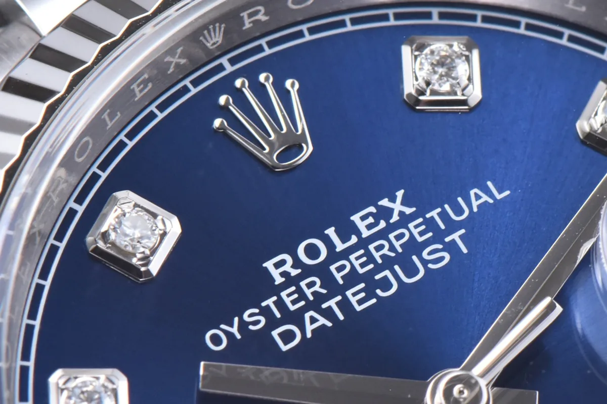 Datejust 36 126234 quadrante blu brillante con indici con diamanti in acciaio su bracciale Jubilee - immagine 3