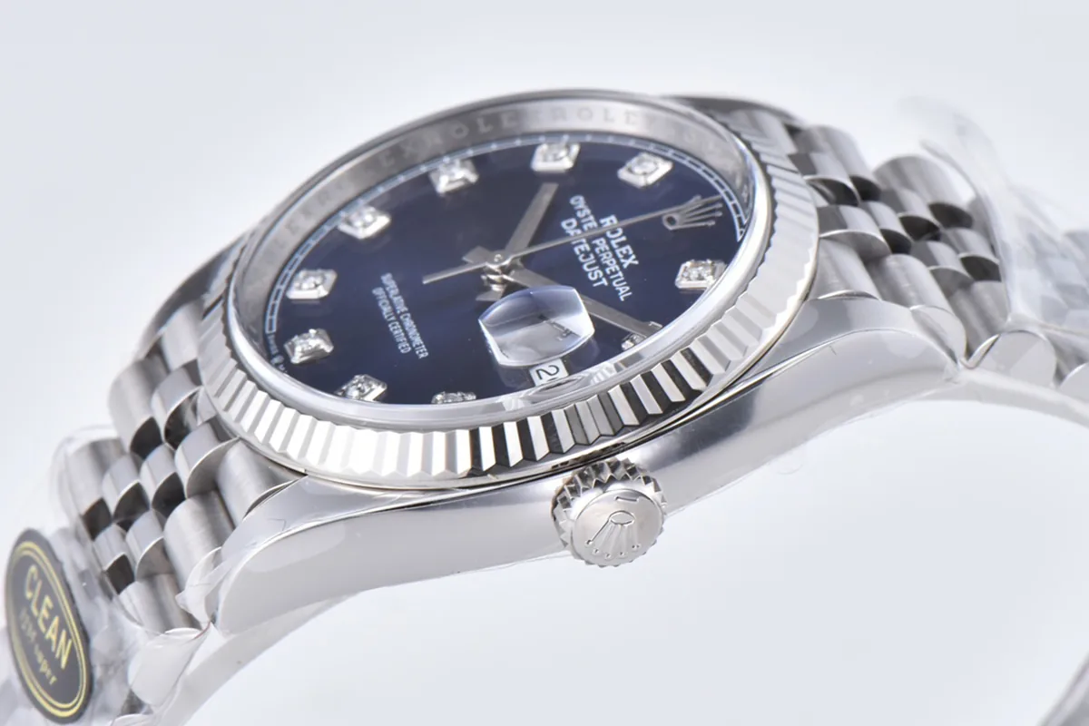 Datejust 36 126234 quadrante blu brillante con indici con diamanti in acciaio su bracciale Jubilee - immagine 7
