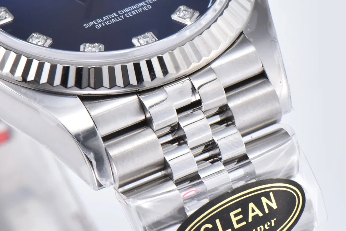 Datejust 36 126234 quadrante blu brillante con indici con diamanti in acciaio su bracciale Jubilee - immagine 8