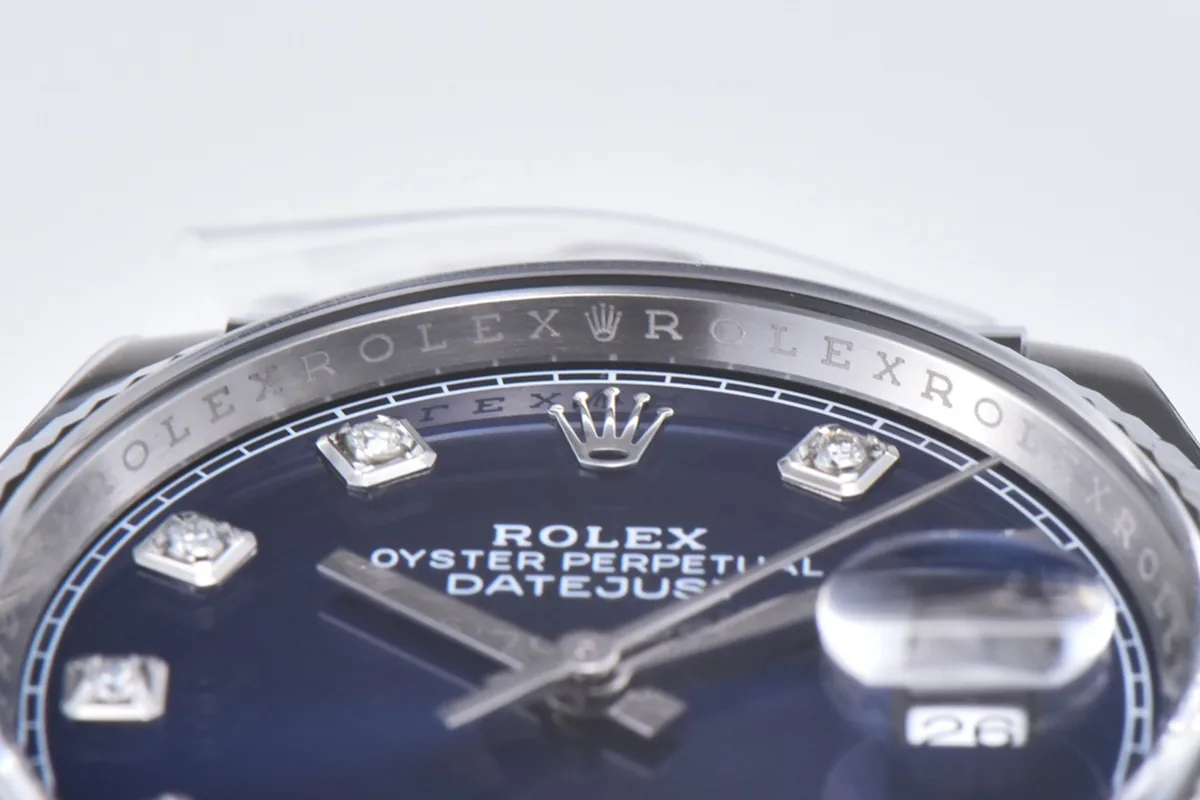 Datejust 36 126234 quadrante blu brillante con indici con diamanti in acciaio su bracciale Jubilee - immagine 5